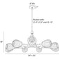 Line drawing of a ceiling light fixture with measurements and packaging details.