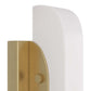 Close-up of a gold door handle with a white cylindrical component on a white background