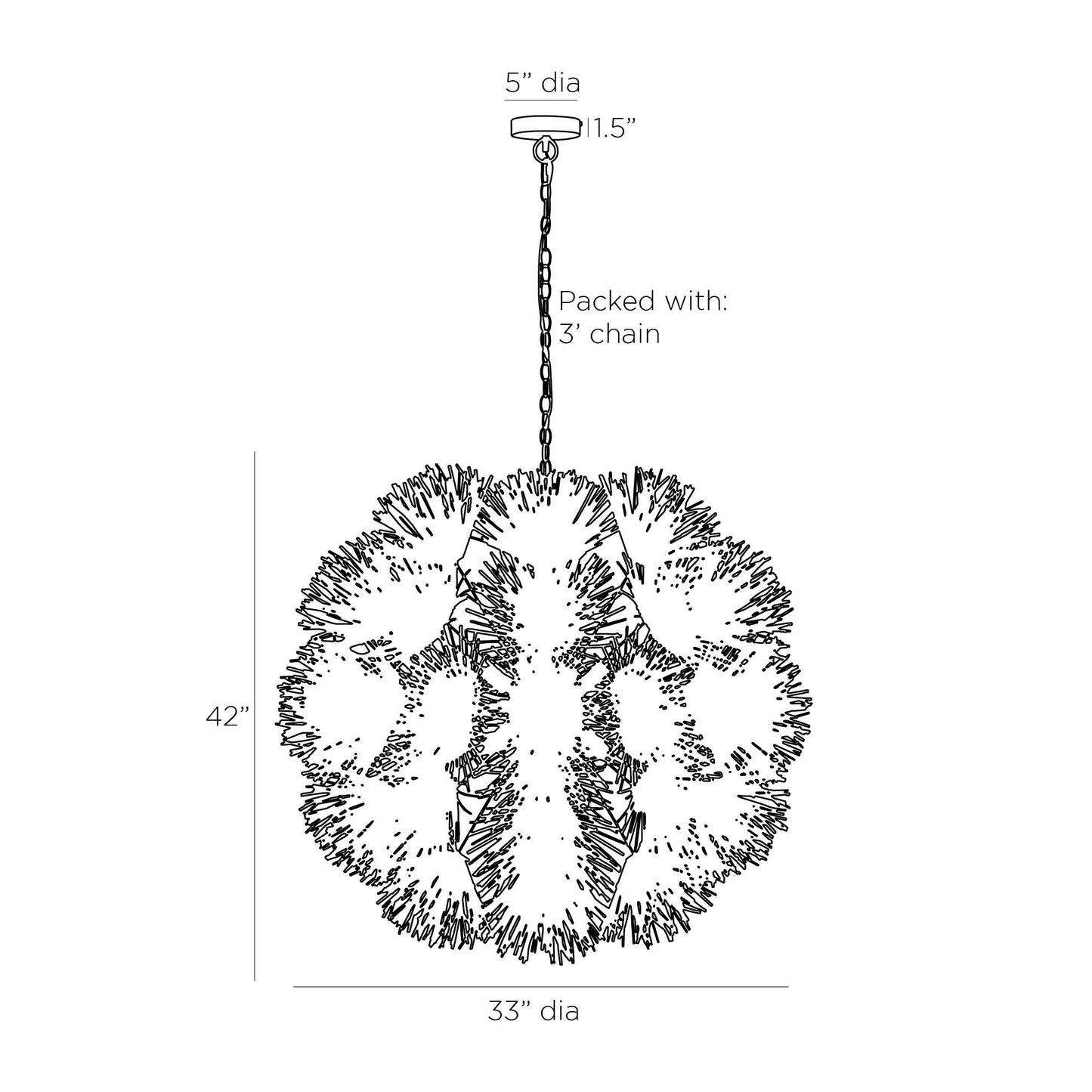 arteriors winona chandelier diagram