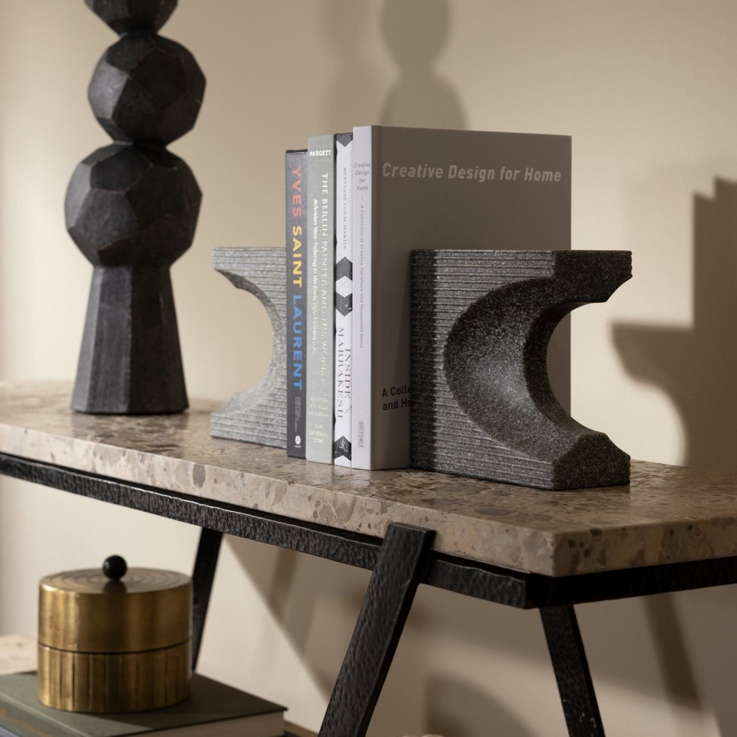 arteriors wolcott bookends styled