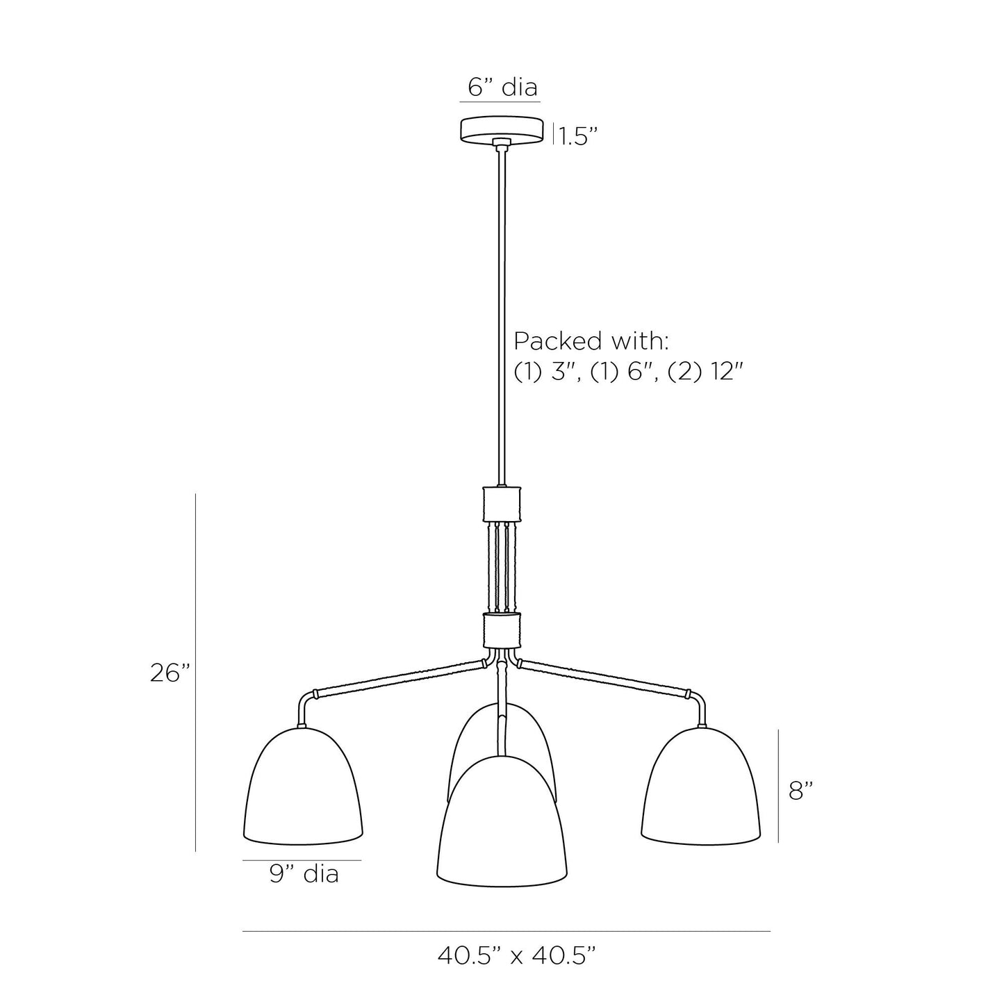 arteriors worth chandelier diagram