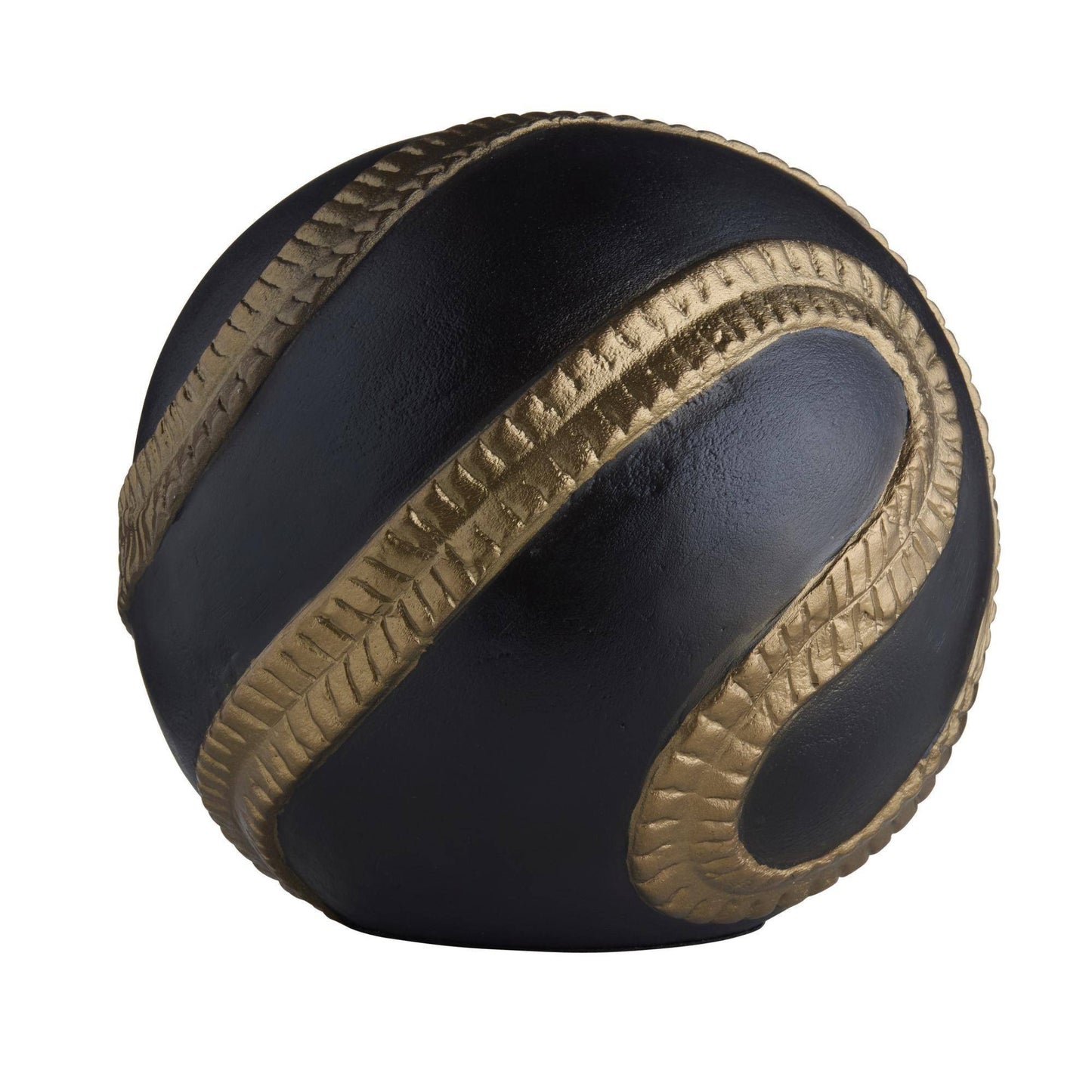 Black and gold massage ball on a white background