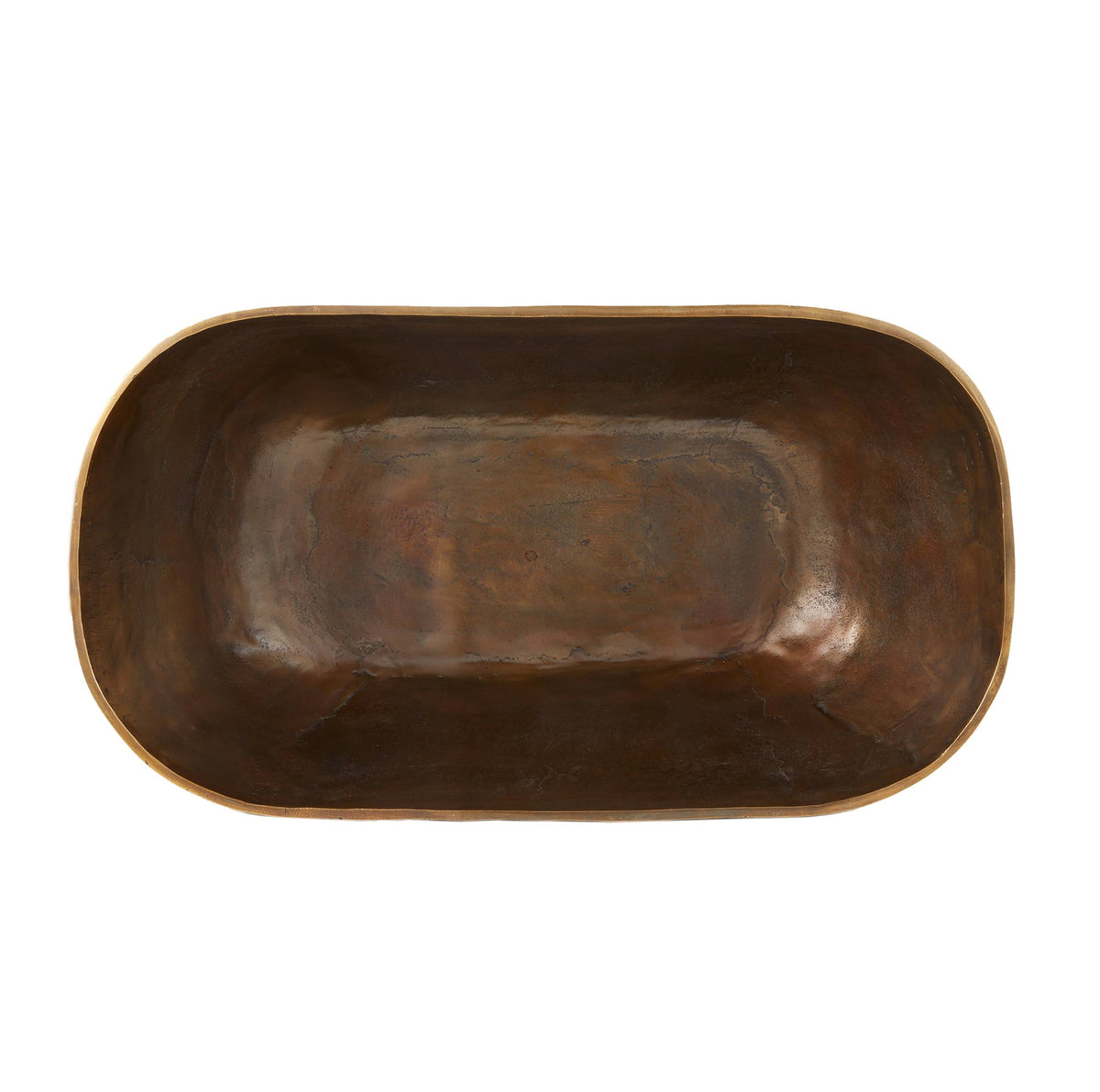 Bronze-colored rectangular dish on a white background