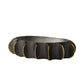 Decorative black bowl with gold accents on a white background