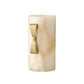 Decorative candle holder with marble base and gold accent on a white background