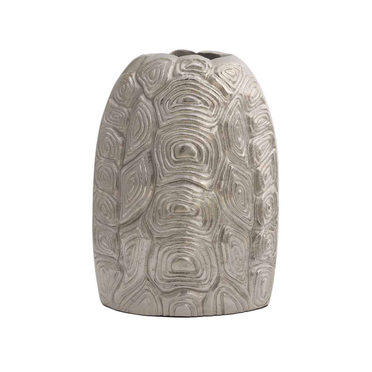 Textured aluminum vase on a white background