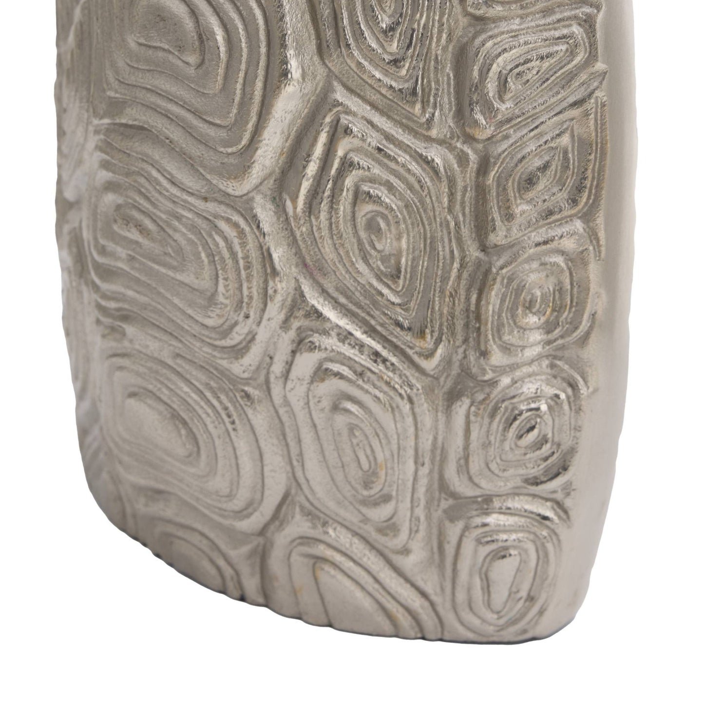 Textured aluminum vase on a white background