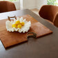 brown hair on hide tray with antique brass handles styled