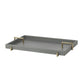 gray leather tray with brass iron handles