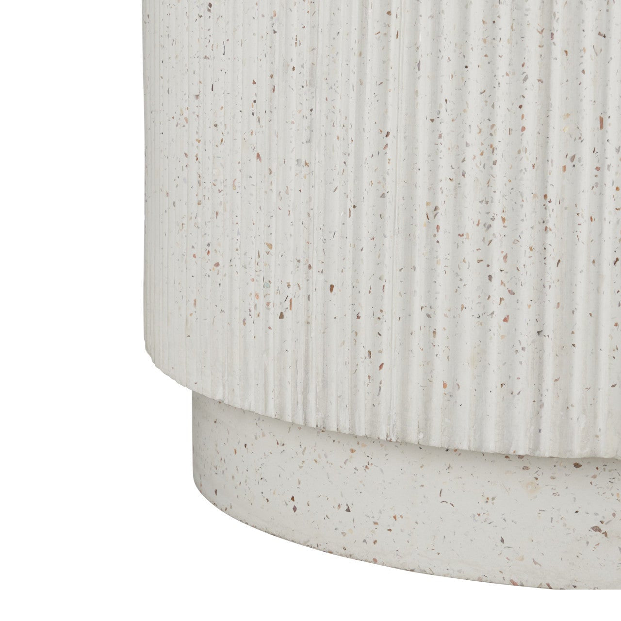 Close-up of a textured white vase on a white background