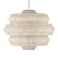 Hexagonal woven pendant light on a white background
