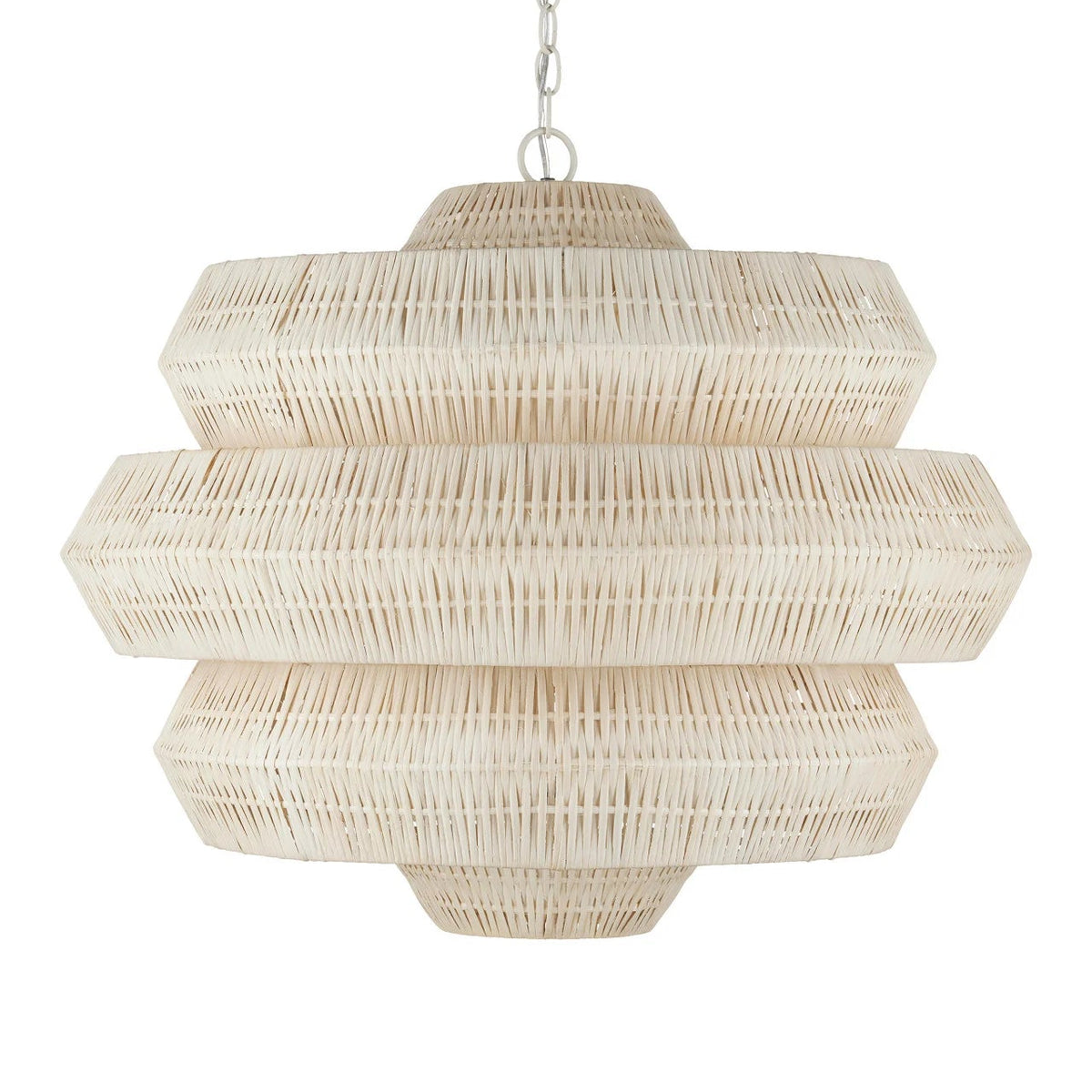 Hexagonal woven pendant light on a white background