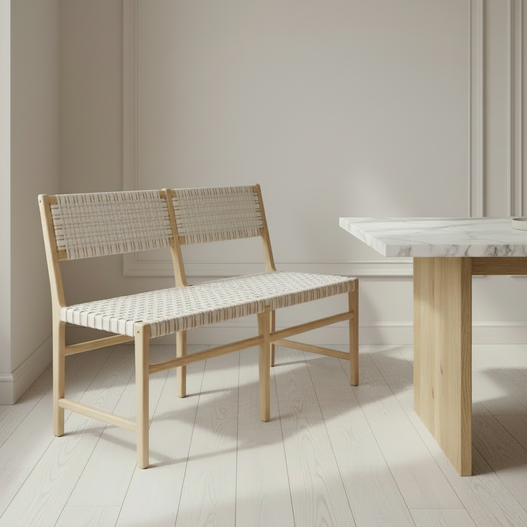 Percy Banquette White Leather