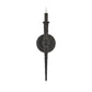 Decorative wall sconce with a dark finish on a white background
