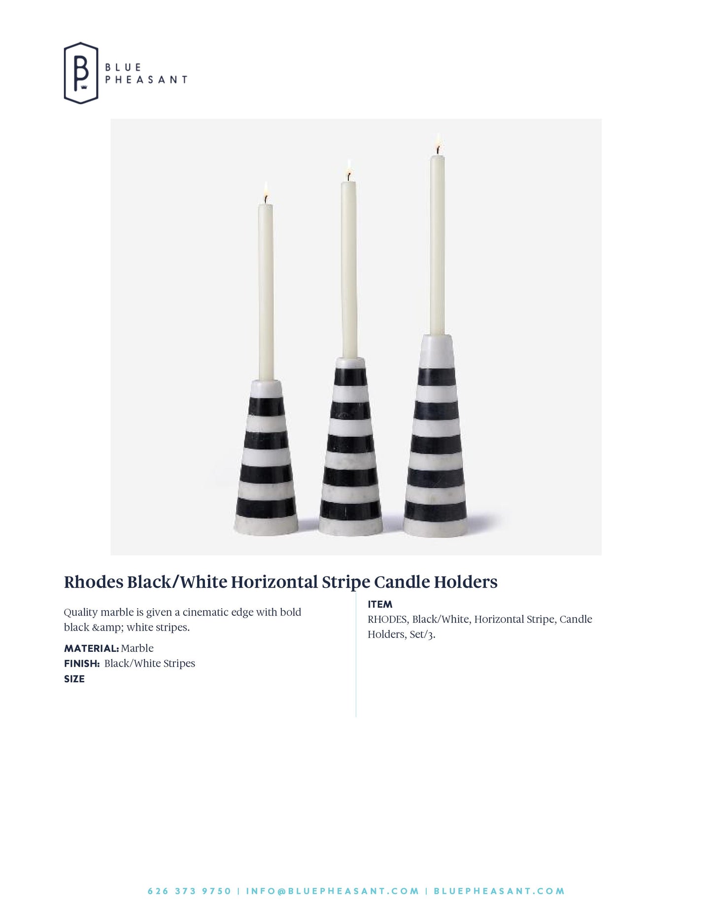blue pheasant rhodes candle holders tearsheet