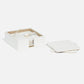 a square coaster set in white leather