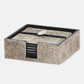 A square gray hair on hide coaster set