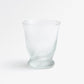A clear textured glass tumbler with a spiral ribbed pattern, shown on a clean white background.