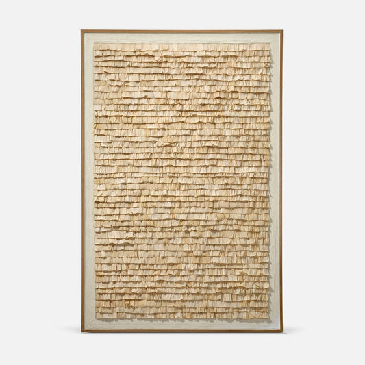 Framed textured artwork on a white background