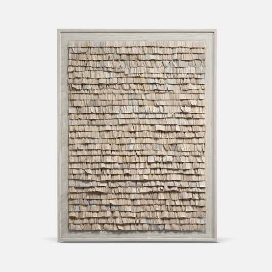 Framed textured wall art on a white background
