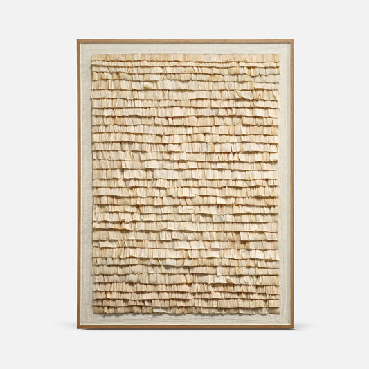 Framed textured artwork on a white background