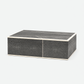 A rectangular storage chest with a dark gray shagreen textured finish and light beige bone trim, shown on a clean white background.