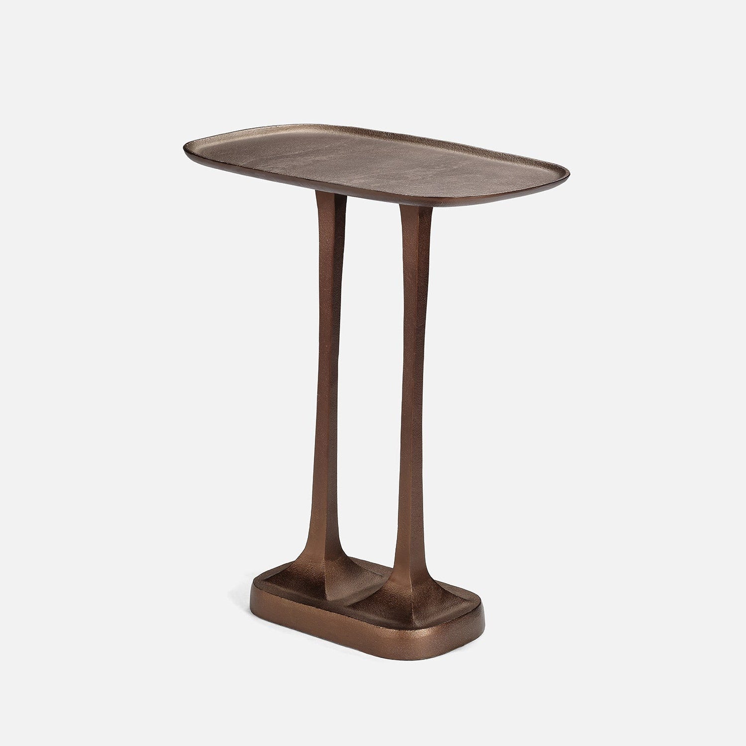 Bronze side table on a white background