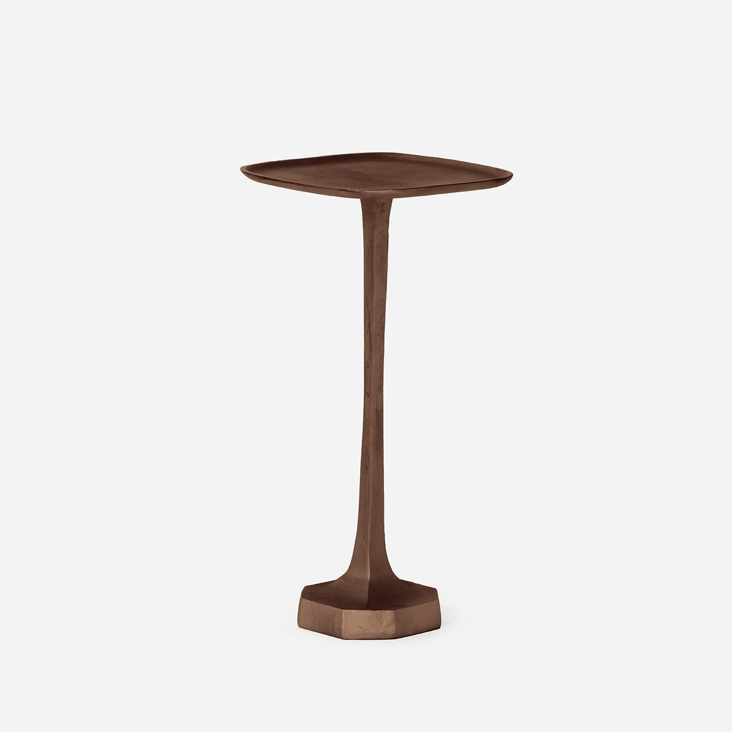 metal side table with a hexagonal base on a white background