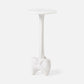White side table with a unique design on a light gray background