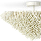 Ceiling light fixture with a textured, lattice design on a white background