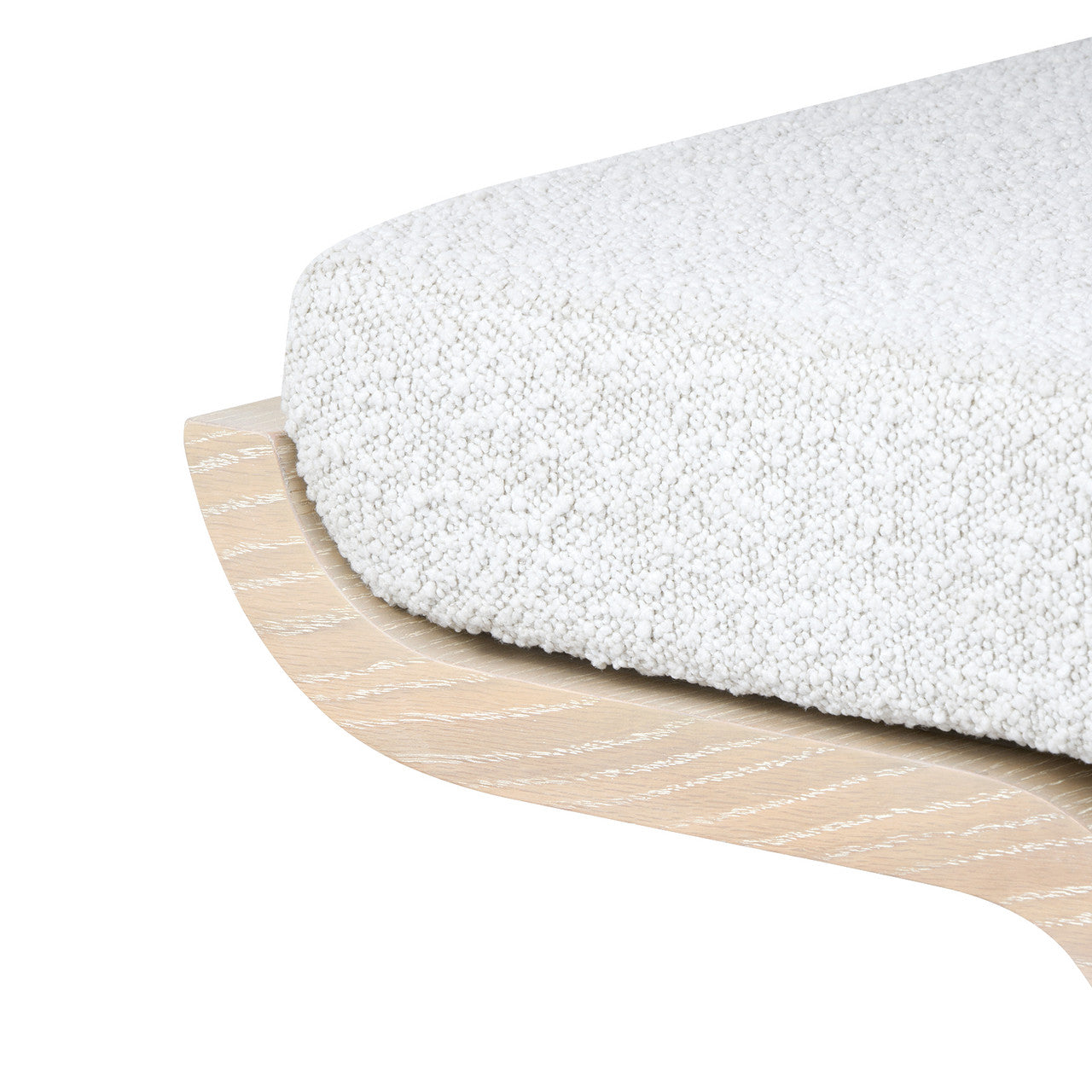 White textured bath mat on a wooden stand with a white background