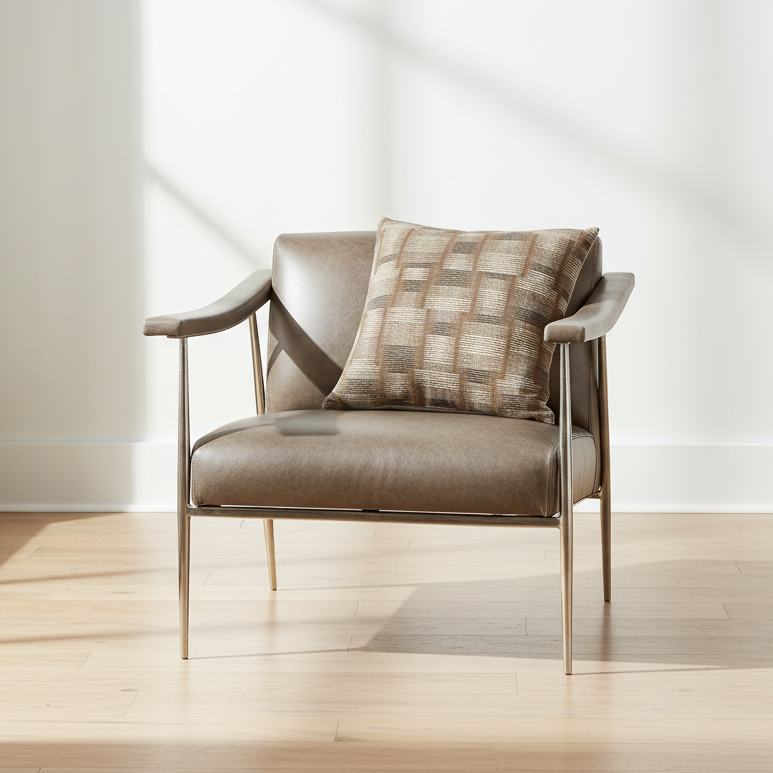L Brooks Leather Chair Nickel