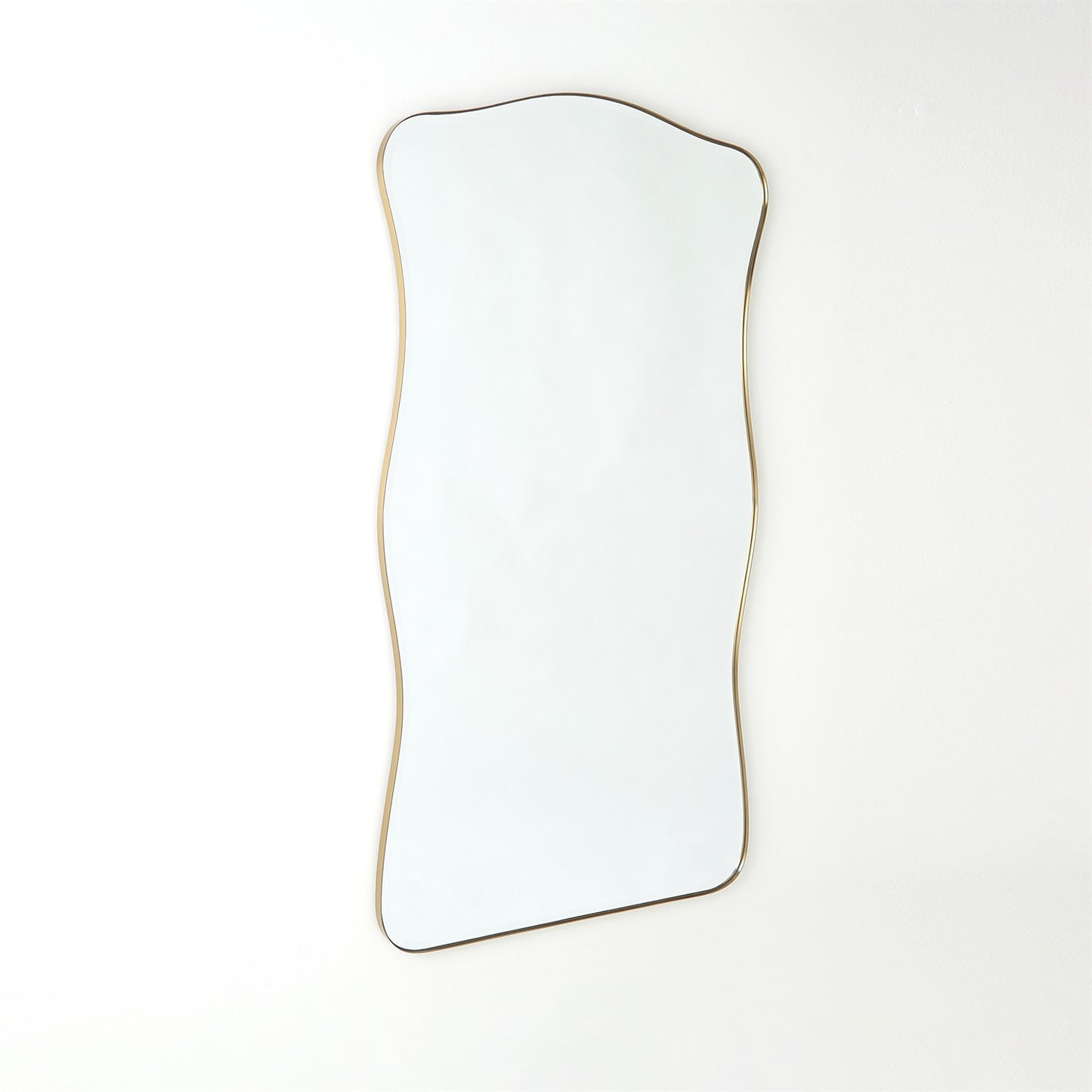 Rectangular mirror with a gold frame on a white background