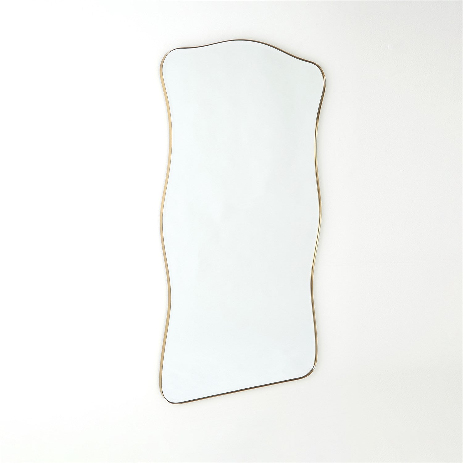 Rectangular mirror with a gold frame on a white background