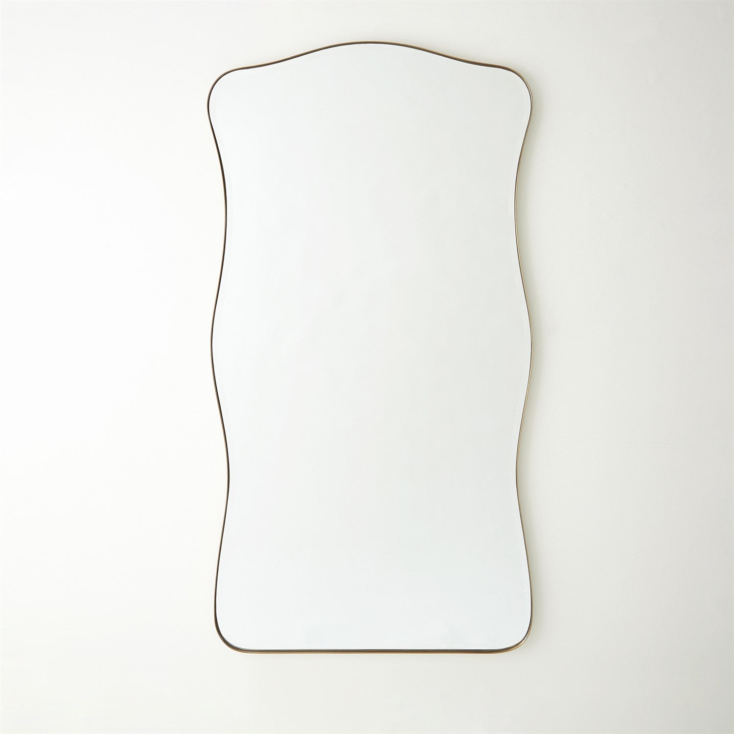 floor mirror with brushed gold trim