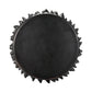 Round black tray with decorative edge on a white background