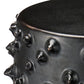 Black textured container with spiky design on a white background
