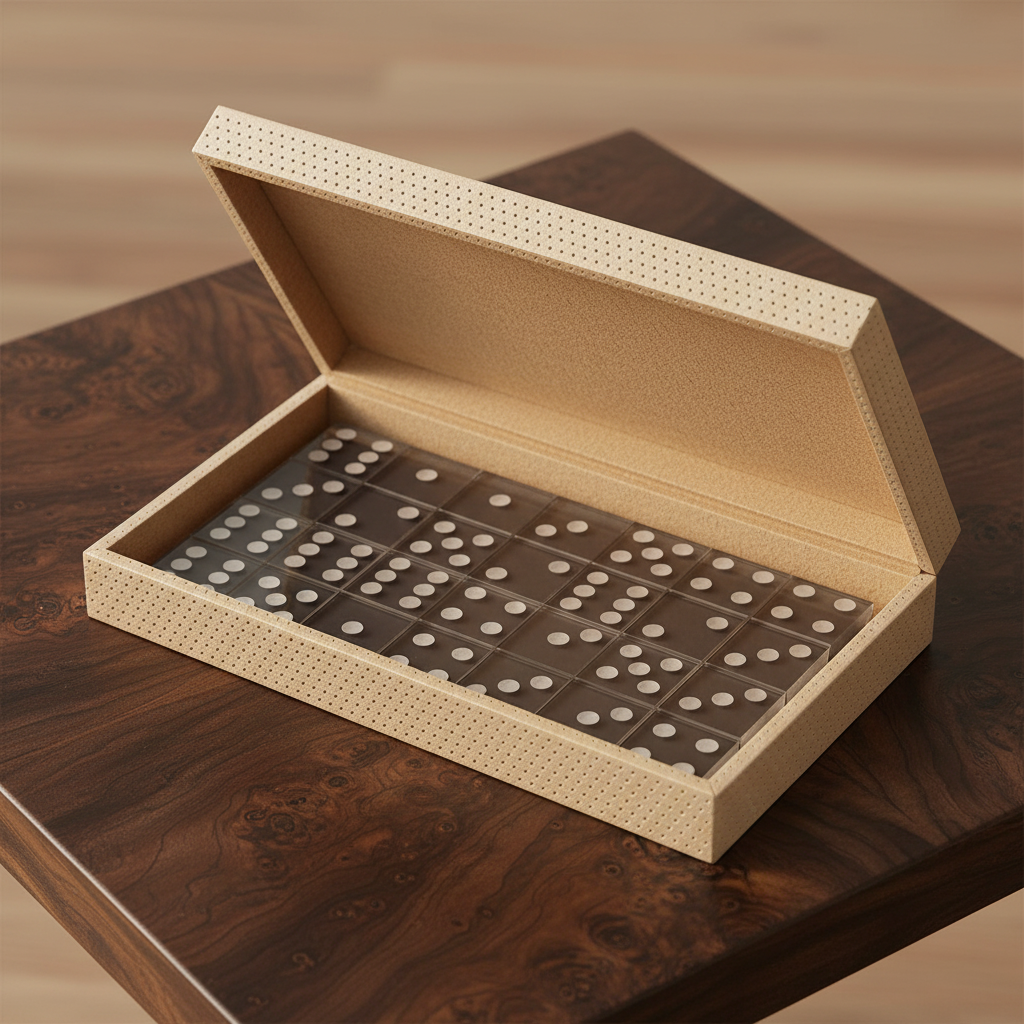 Dayton Domino Set Light Gray Leather