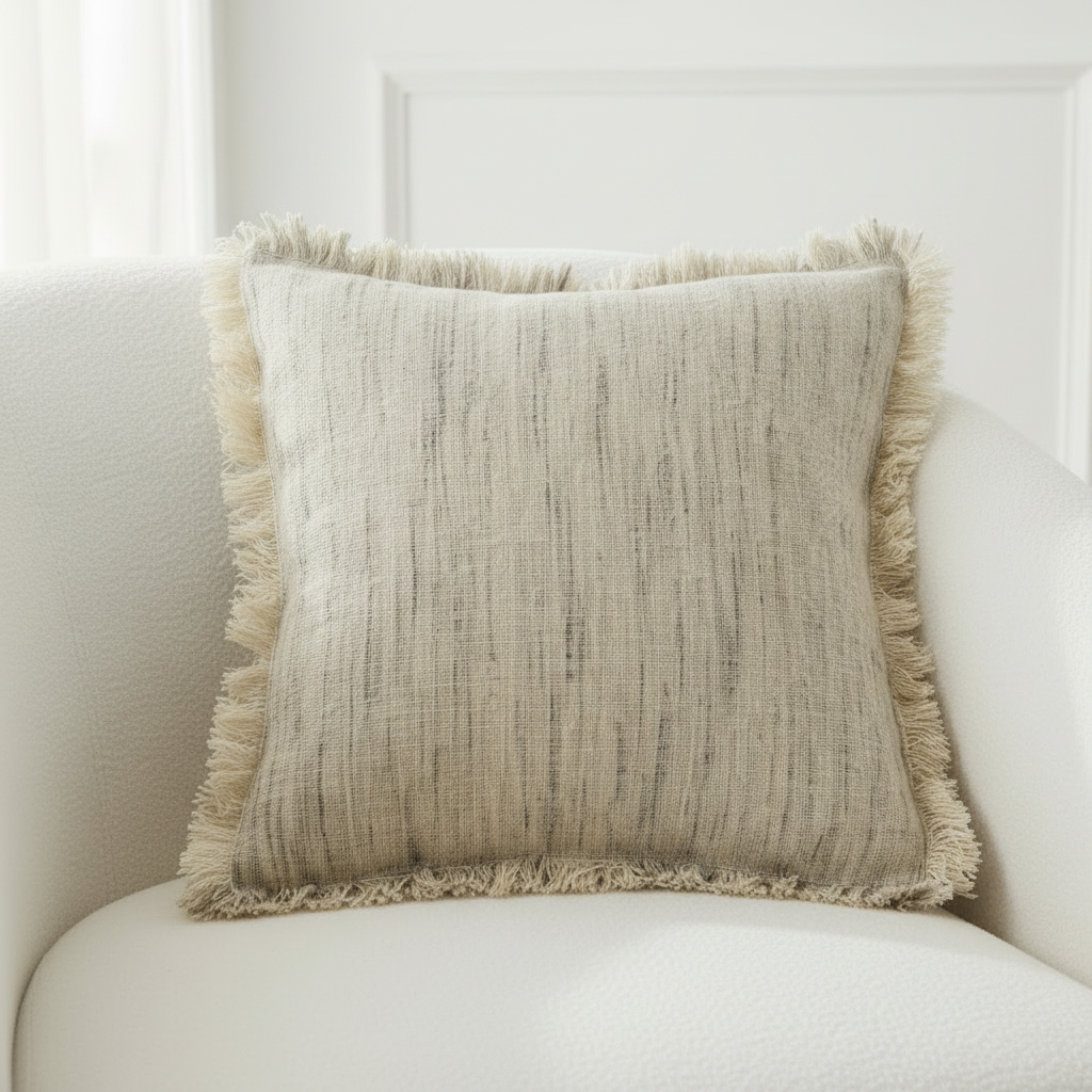Nest frayed Pillow Natural