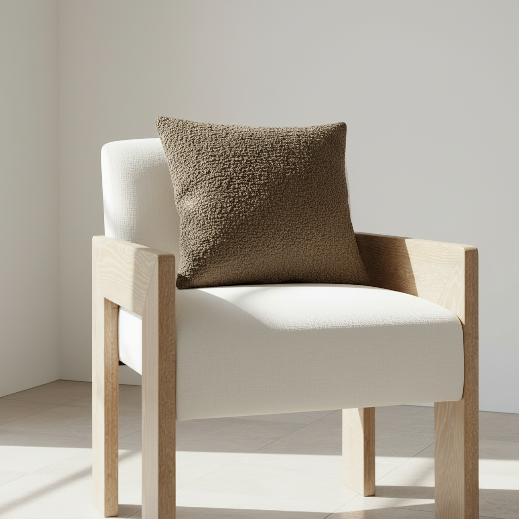 Chair with a brown cushion on a light background