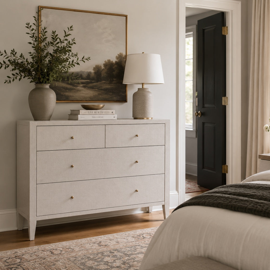 Conrad 36" Dresser French Gray Faux Raffia