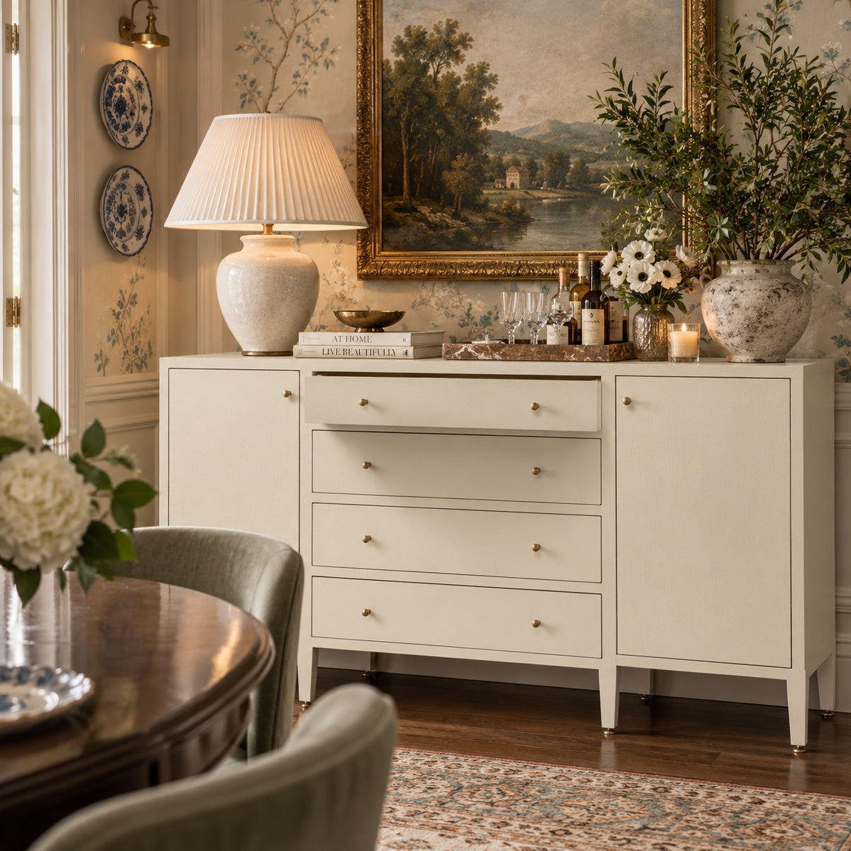 Conrad Deep Drawer Buffet Off White Raffia