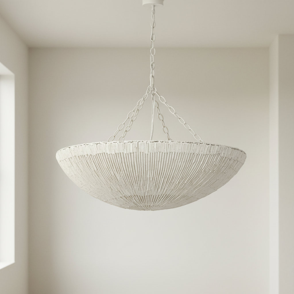 Cora Chandelier Off White Rattan
