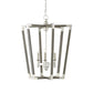 Decorative pendant light with metallic frame on a white background