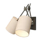 Wall-mounted lamp with two beige lampshades on a white background