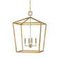 Gold pendant light fixture on a white background