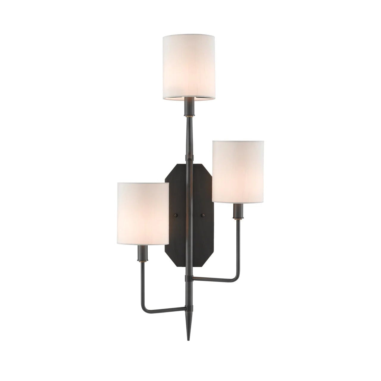 Modern wall sconce with three lights on a white background