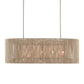 Rectangular pendant light with woven design on a white background