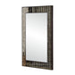 Rectangular mirror with a decorative brown frame on a white background
