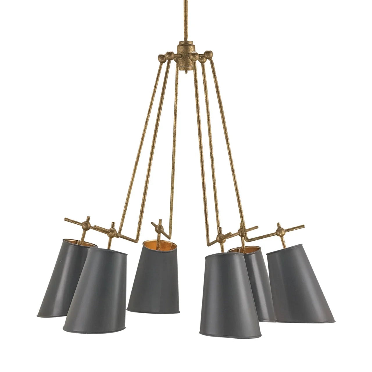 Jean Louis Chandelier Black Metal and Antique Brass